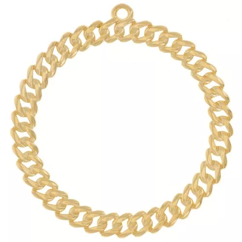 Pendente rotondo con effetto gourmette 44 mm - Dorato con oro fino x1
