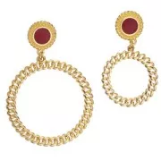 Pendente rotondo con effetto gourmette 44 mm - Dorato con oro fino x1