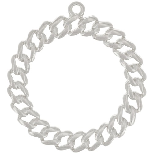 Pendente rotondo con effetto gourmette 29 mm - Placcato argento x1