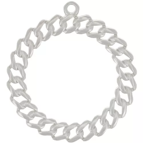 Pendente rotondo con effetto gourmette 29 mm - Placcato argento x1