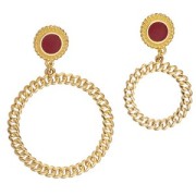 Pendente rotondo con effetto gourmette 29 mm - Placcato argento x1