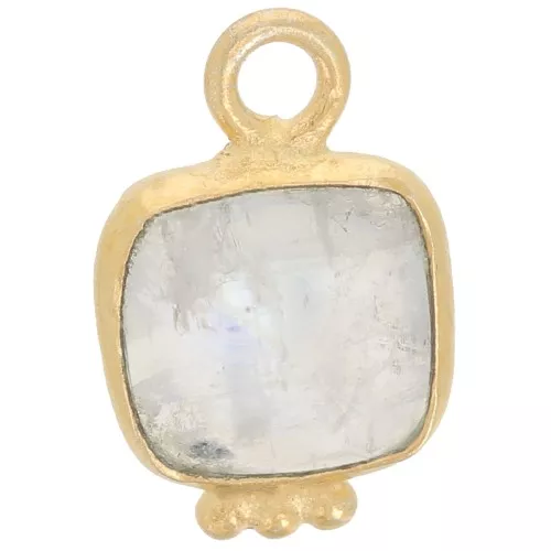 Ciondolo pietra sfaccettata quadrata 11x7mm -Dorato oro fino Pietra di luna
