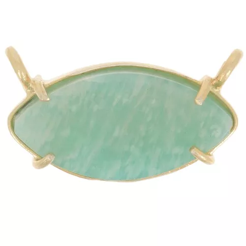 Pendente navette 21x13 mm -Dorato in oro fino- Amazzonite x1