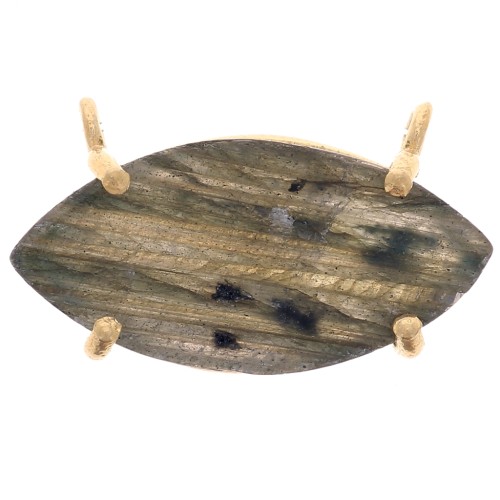 Pendente navetta 21x13 mm - Dorato in oro fino - Labradorite x1