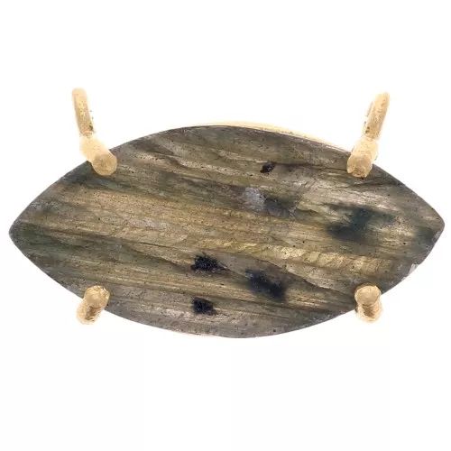 Pendente navetta 21x13 mm - Dorato in oro fino - Labradorite x1