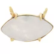 Pendente navette 21x13 mm - Dorato in oro fino- Pietra di luna x1
