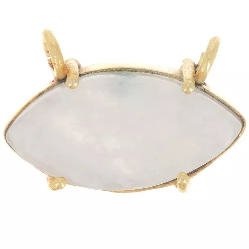 Pendente navette 21x13 mm - Dorato in oro fino- Pietra di luna x1