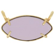 Pendente navette in vetro 21x13 mm - Dorato in oro fino - imitazione Ametista x1