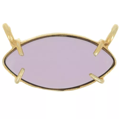 Pendente navette in vetro 21x13 mm - Dorato in oro fino - imitazione Ametista x1