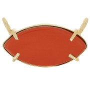 Pendente navette in vetro 21x13 mm - Dorato in oro fino - imitazione corniola x1|raw }}