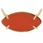 Pendente navette in vetro 21x13 mm - Dorato in oro fino - imitazione corniola x1