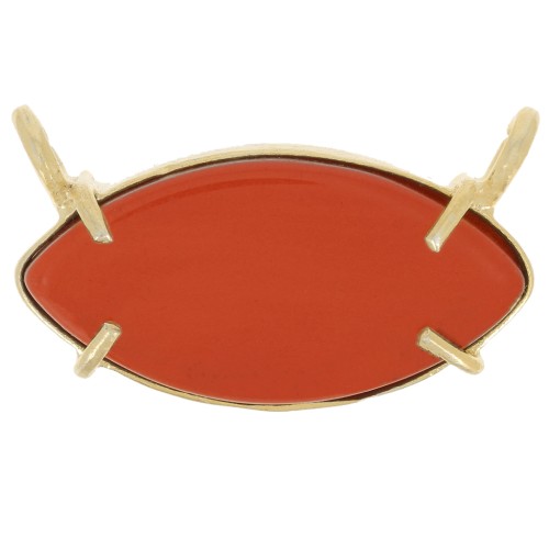 Pendente navette in vetro 21x13 mm - Dorato in oro fino - imitazione corniola x1