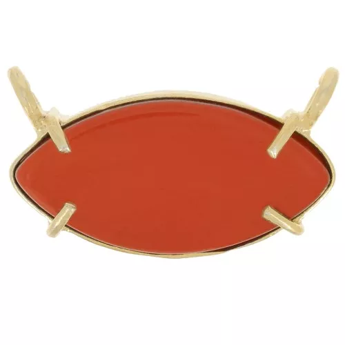 Pendente navette in vetro 21x13 mm - Dorato in oro fino - imitazione corniola x1