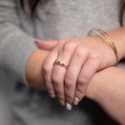 Anello con pietra ametista - Misura 51 - Dorato in oro fino x1