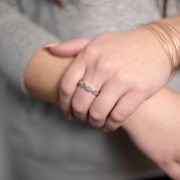 Anello con pietra calcedonio blu - Misura 51 - Dorato in oro fino x1