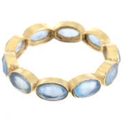 Anello con pietra calcedonio blu - Misura 55 - Dorato in oro fino x1|raw }}
