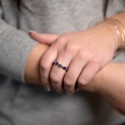 Anello con pietra lapislazzuli - Misura 51 - Dorato in oro fino x1