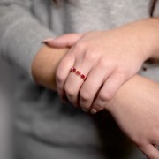 Anello con pietra Calcedonio rosa - Misura 51 - Dorato in oro fino x1