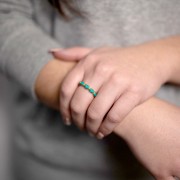 Anello con pietra imitazione turchese - Misura 51 - Dorato in oro fino x1