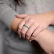 Anello con pietra imitazione turchese - Misura 51 - Dorato in oro fino x1