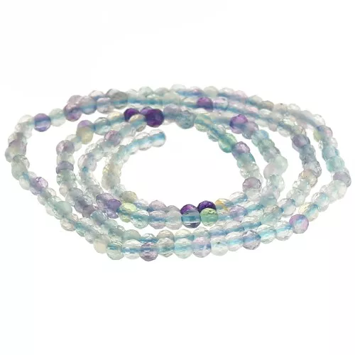 Perline sfaccettate rotonde da 2 mm in pietra semipreziosa - Fluorite x32cm