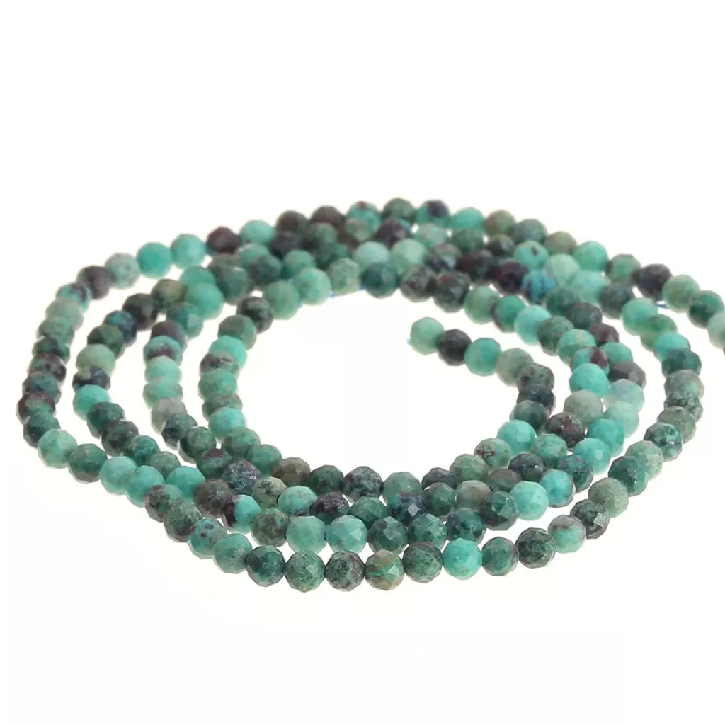 Collana Uomo Donna Perline Turchesi Africane Sfaccettate &ndash; Fatte A Mano 18 Pollici