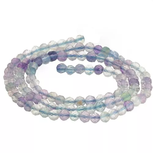 Perline sfaccettate rotonde da 3 mm in pietra semipreziosa - Fluorite x31cm