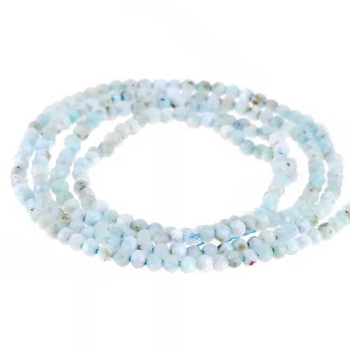 Perline sfaccettate rotonde da 3 mm in pietra semipreziosa - Larimar x32cm