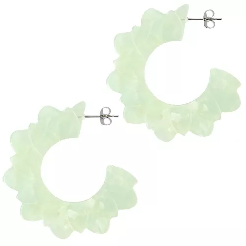 Orecchini a cerchio fiore in acetato 49 mm - Lichene perlato x2