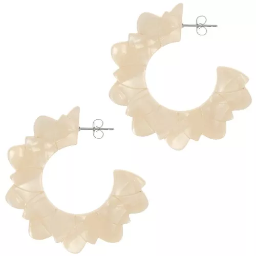 Orecchini a cerchio fiore in acetato 49 mm - Beige perlato x2