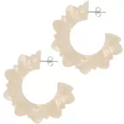 Orecchini a cerchio fiore in acetato 49 mm - Beige perlato x2