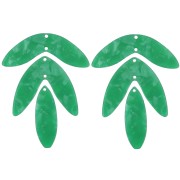 Set di 6 pendenti a forma di foglia in acetato - 62x45 mm da montare - Verde perlato|raw }}