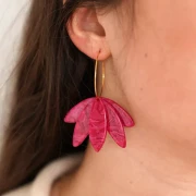 Set di 6 pendenti a forma di foglia - Acetato 62x45 mm da montare - Glitter oro - Nero