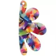 Pendente di mezzo fiore in acetato 53x26 mm - Guscio di tartaruga - Multicolore x1