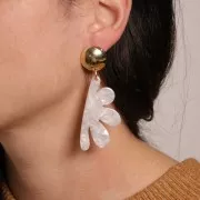 Pendente di mezzo fiore in acetato 53x26 mm - Guscio di tartaruga - Multicolore x1