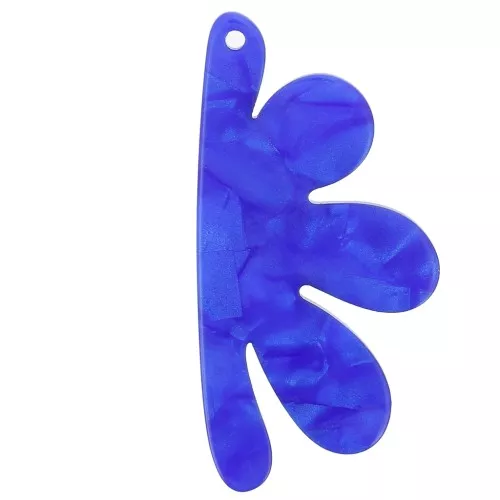 Pendente forma di mezzo fiore in acetato 53x26 mm - Perla blu reale x1