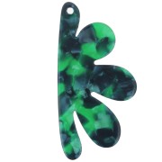 Pendente fiore in acetato 53x26 mm - Guscio di tartaruga - Perla verde scuro x1|raw }}