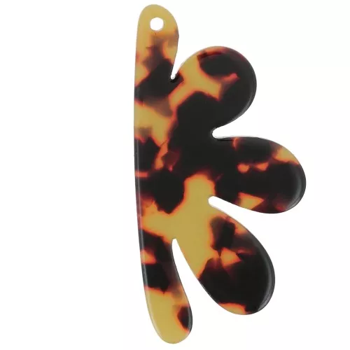 Pendente forma di mezzo fiore in acetato 53x26 mm - Tartaruga - Marrone - Nero x1