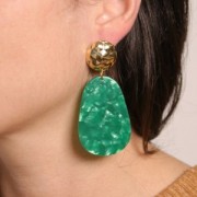 Pendente ovale in acetato 50x33 mm - Verde perlato x1