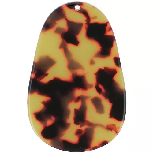 Pendente ovale in acetato 50x33 mm - Tartaruga - Marrone - Nero x1