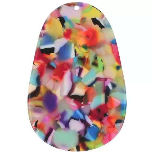 Pendente ovale in acetato 50x33 mm - Guscio di tartaruga - Multicolore x1