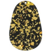 Pendente ovale in acetato 50x33 mm - Glitter - Oro - Nero x1