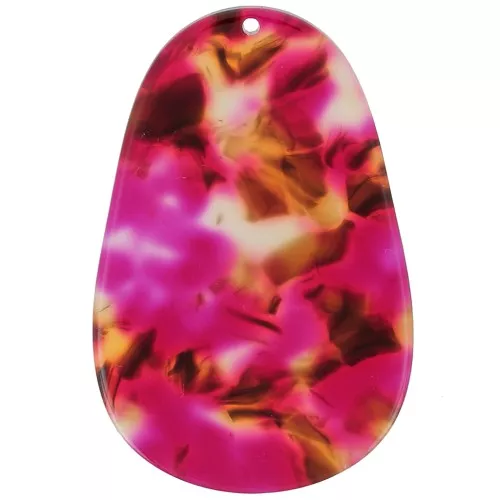 Pendente ovale in acetato 50x33 mm - Tartaruga - Marrone - Rosa scuro x1