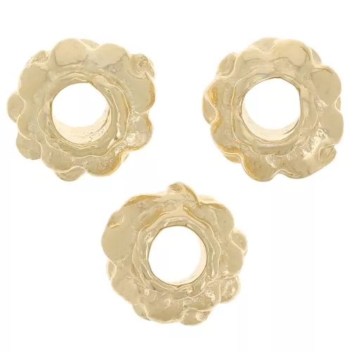 Perle di fiori tondi appiattiti da 5 mm -dorato oro fino x10