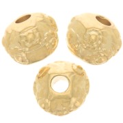 Perle tonde appiattite 6 mm a motivo floreale - dorato oro fino x5