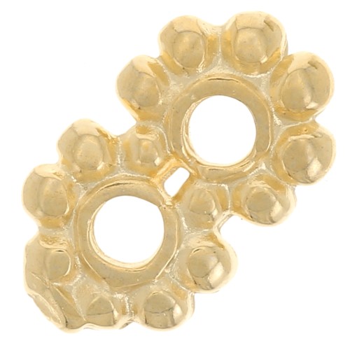 Distanziatori a fiori tondi 9x5 mm - Dorato con oro fino x10