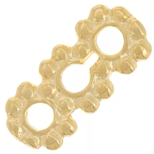 Distanziatori a fiori tondi 3 file 12x5 mm - Dorato oro fino x5