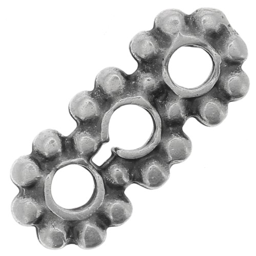 Distanziatori a fiore tondo 3 file 12x5 mm - Argento anticato x5