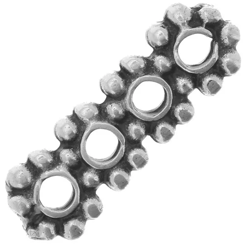 Distanziatori fiori tondi 4 file 16x5 mm - Argento anticato x5