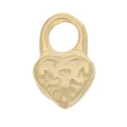 Mini ciondolo lucchetto cuore 9x6 mm - Dorato in oro fino x4|raw }}
